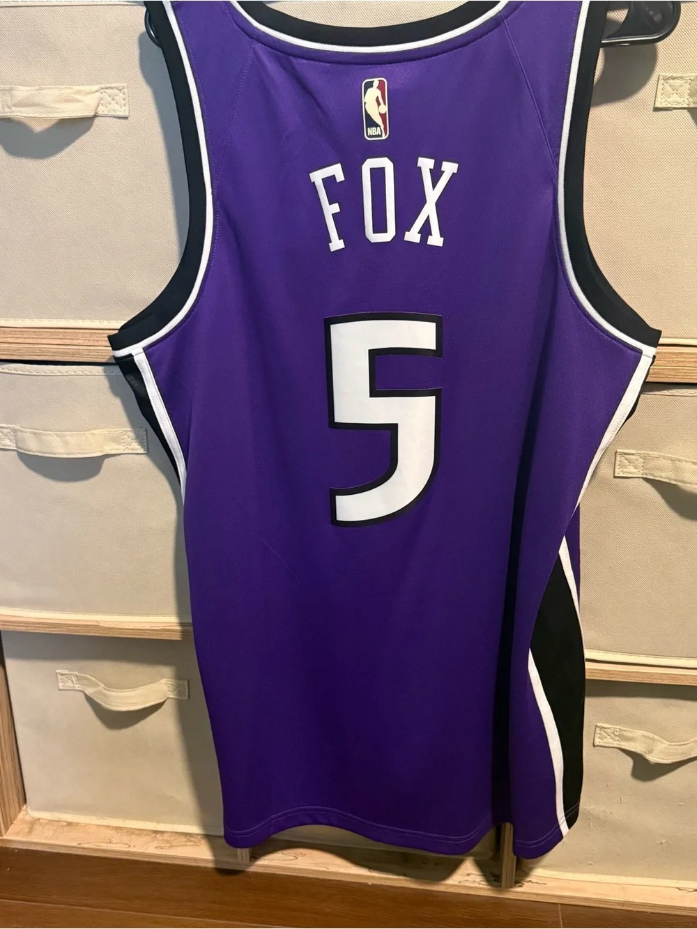 Nike Sacramento Purple Basketball Jersey with White & Black Accents #5
